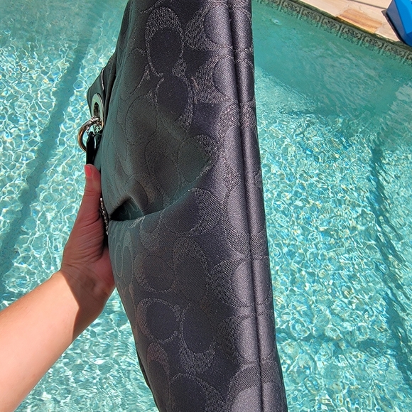 Coach Ashley Medium Jacquard Fabric Signature "C" Charcoal Crossbody Bag - Picture 13 of 16